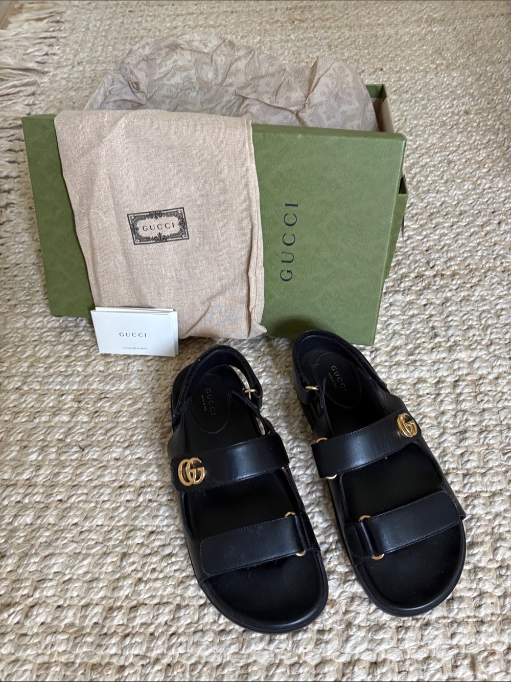 Gucci Black Logo Strappy Sandals